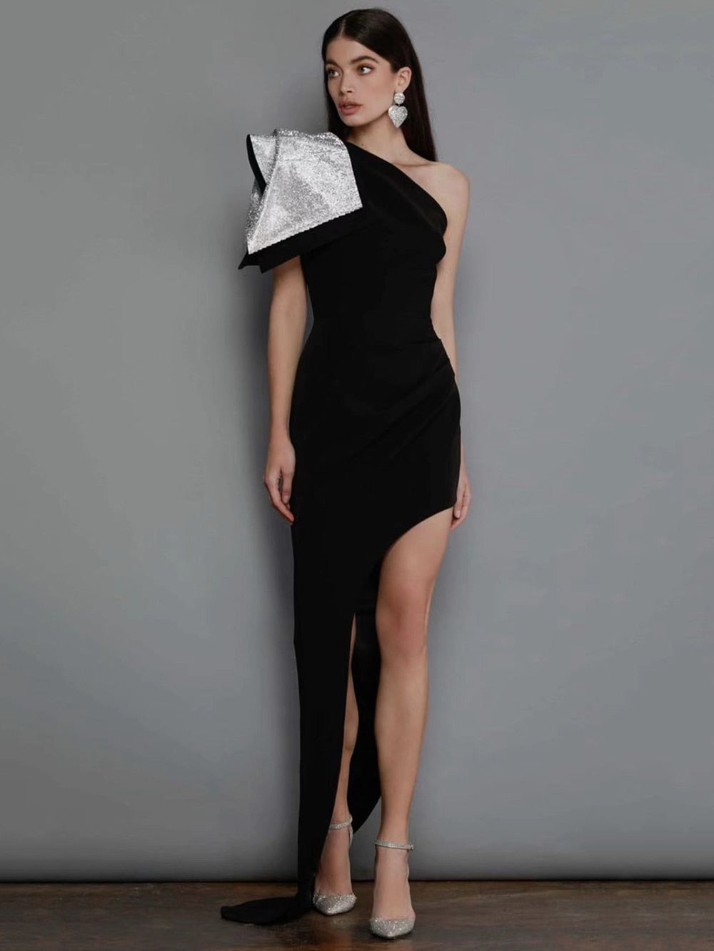 Draped High Split Dress - Dresses - DINIBLO 