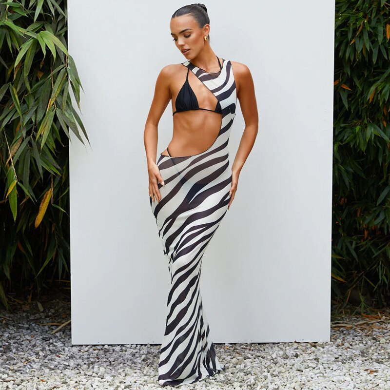 Maxi Dress with Zebra Pattern -  - DINIBLO 