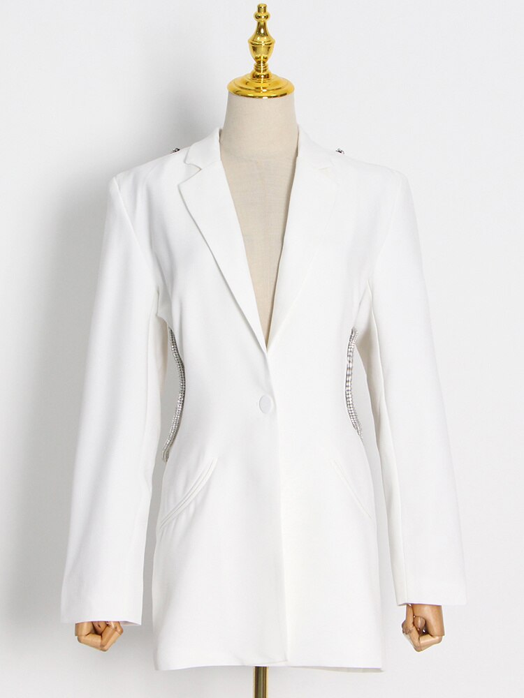 White Backless Diamond Blazer -  - DINIBLO 