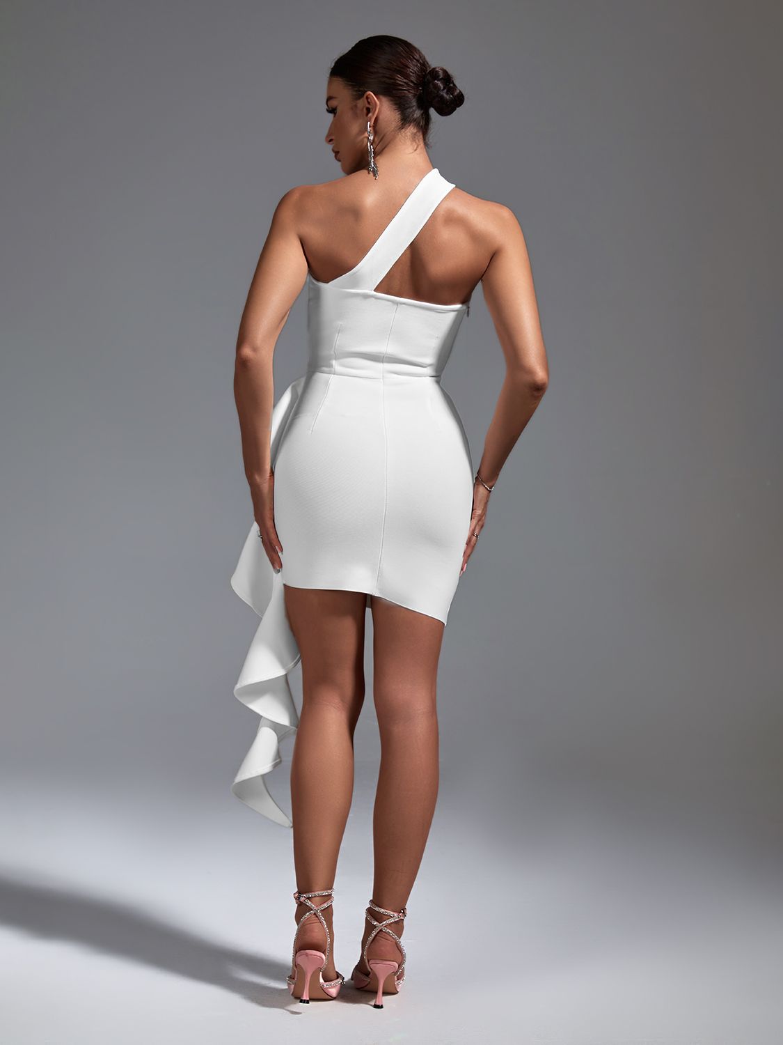 Ruffle White Bandage Mini Dress - Dresses - DINIBLO 