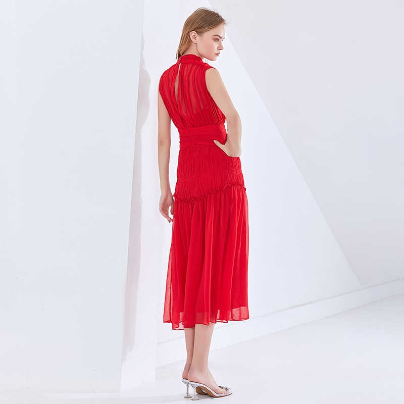 Long Chiffon Dress With Gathers -  - DINIBLO 