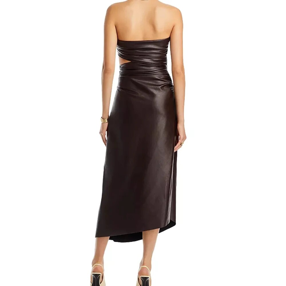 Chic Strapless Leather Dress - Dresses - DINIBLO 