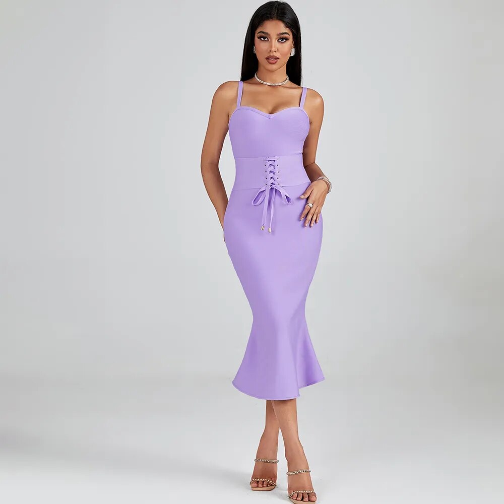 Elegant Mermaid Evening Midi Dress - Dresses - DINIBLO 