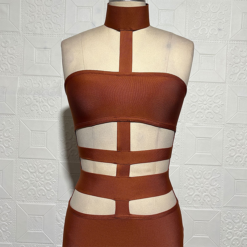 Cut Out Bandage Midi Dress - Dresses - DINIBLO 