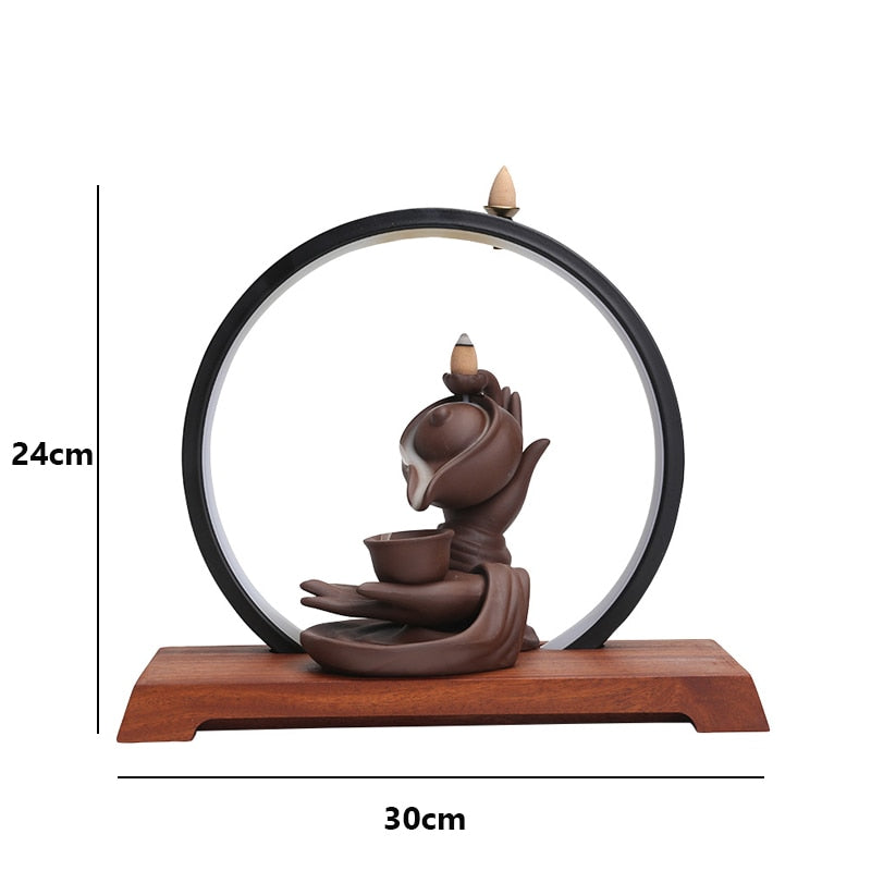 LED Buddha Hand and Teaware Backflow Incense Burner - Incense Holders - DINIBLO 