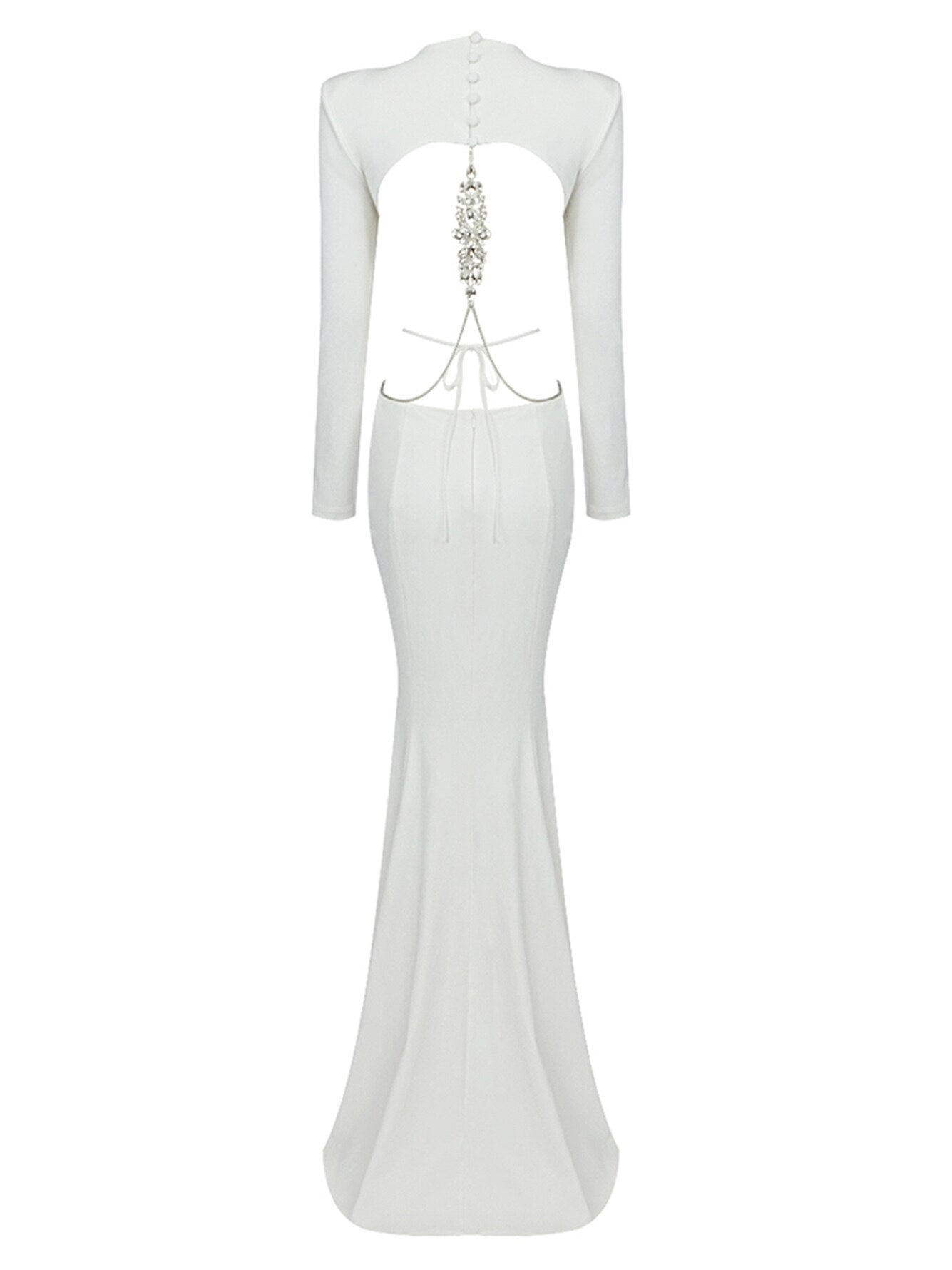 White Open Back Maxi Dress -  - DINIBLO 