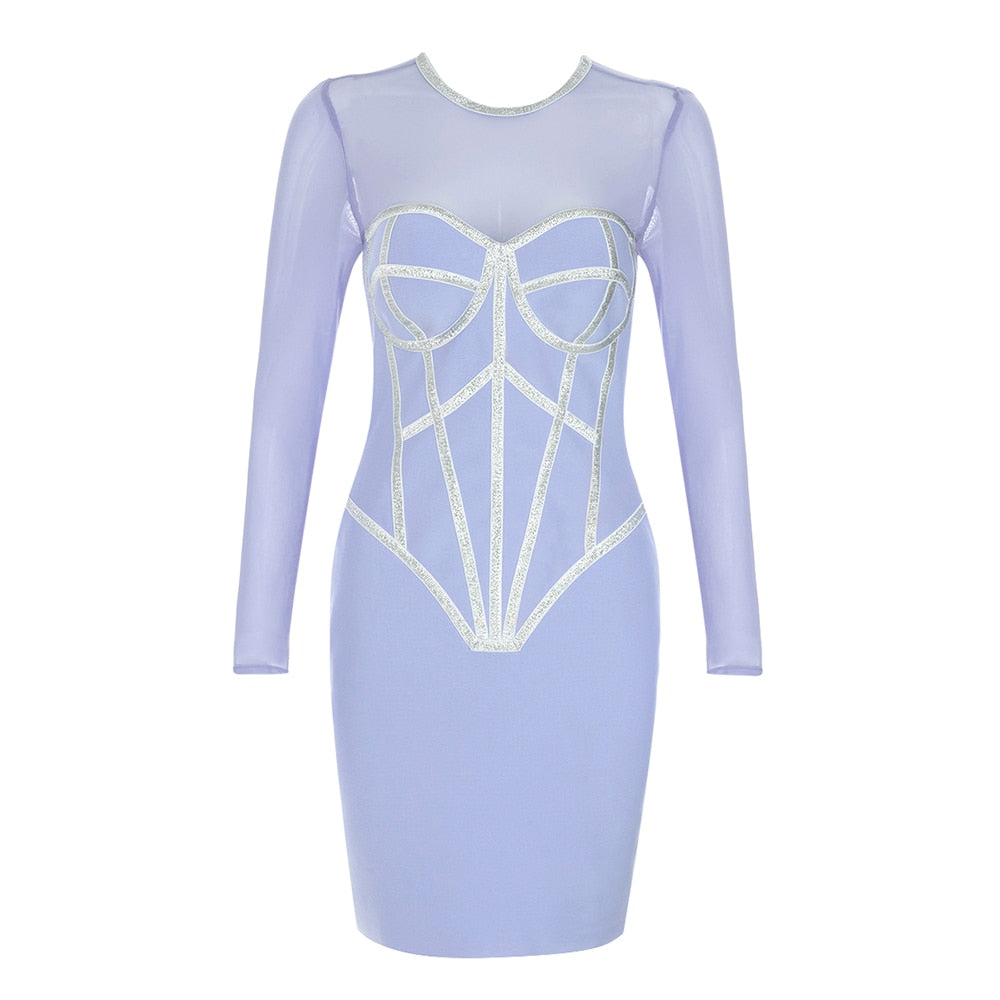 Blue Bandage Mini Dress - Dresses - DINIBLO 