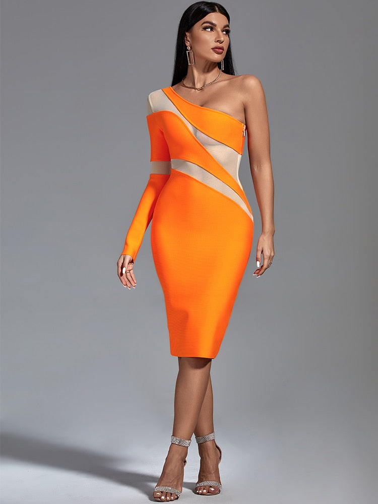 Orange Bodycon Dress - Dresses - DINIBLO 