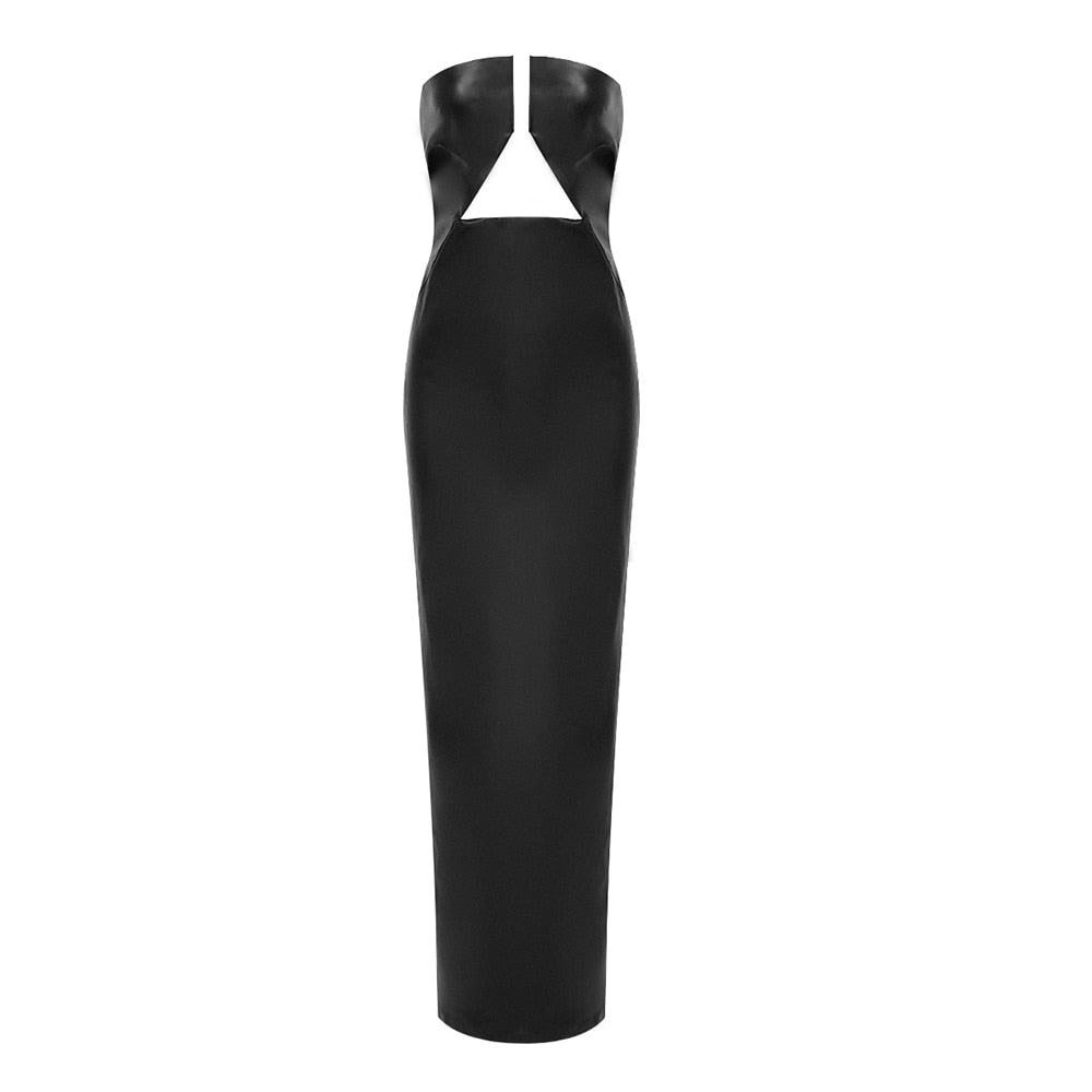 Black Leather Maxi Dress -  - DINIBLO 