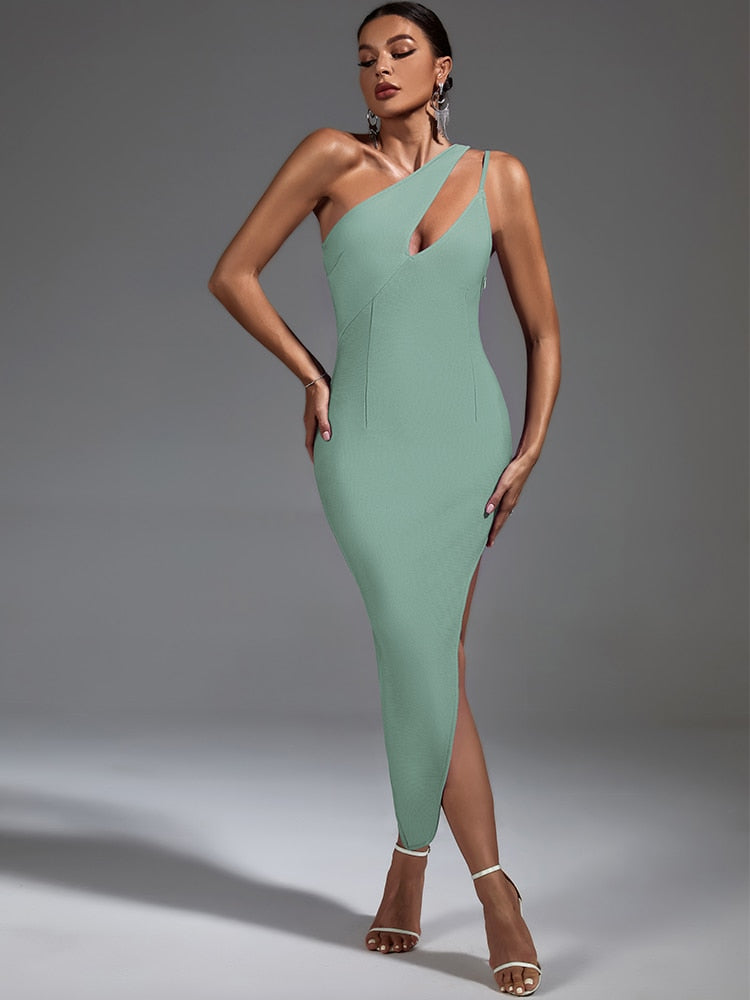 Sleek Green Backless Midi Party Dress - Dresses - DINIBLO 