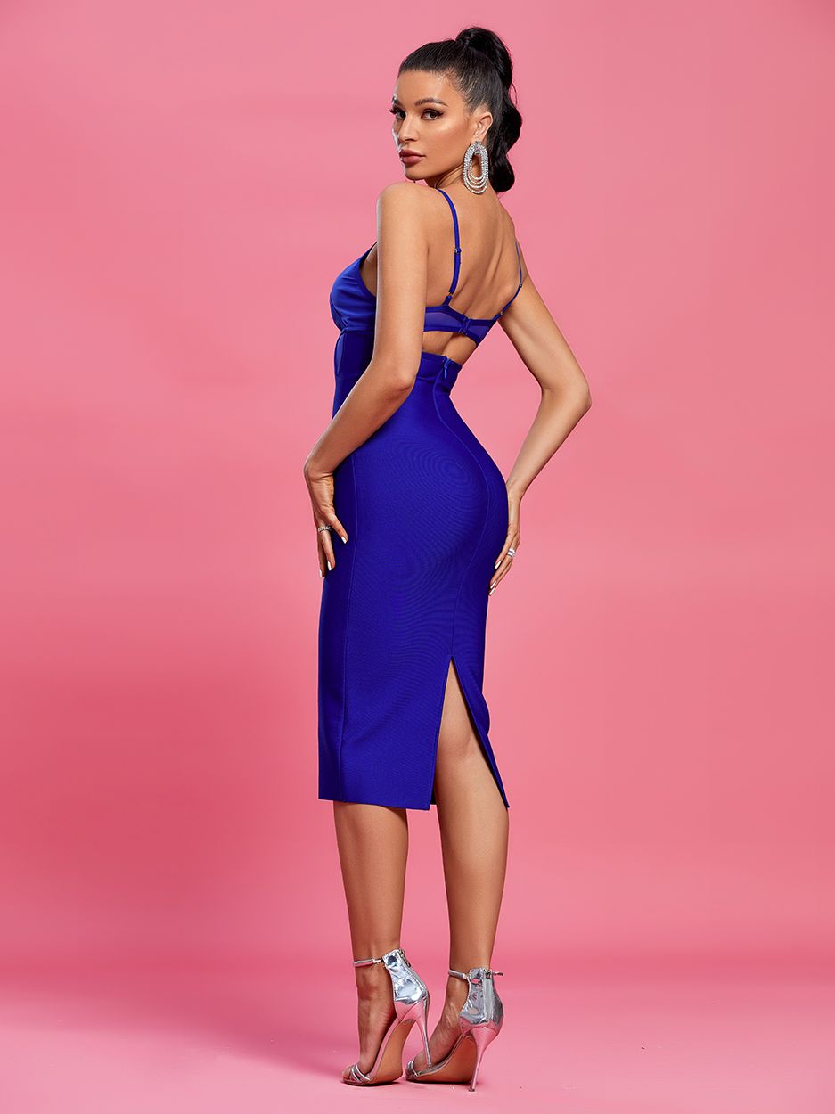 Blue Midi Bandage Dress - Dresses - DINIBLO 