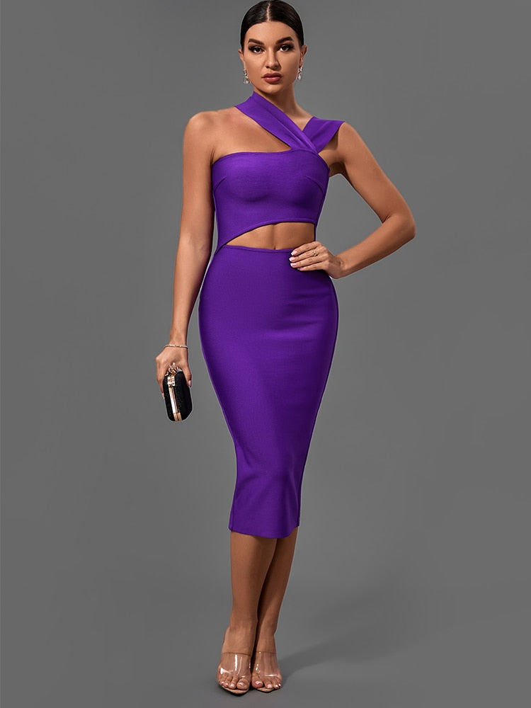 Adorable Purple Cut Out Bodycon Dress - Dresses - DINIBLO 