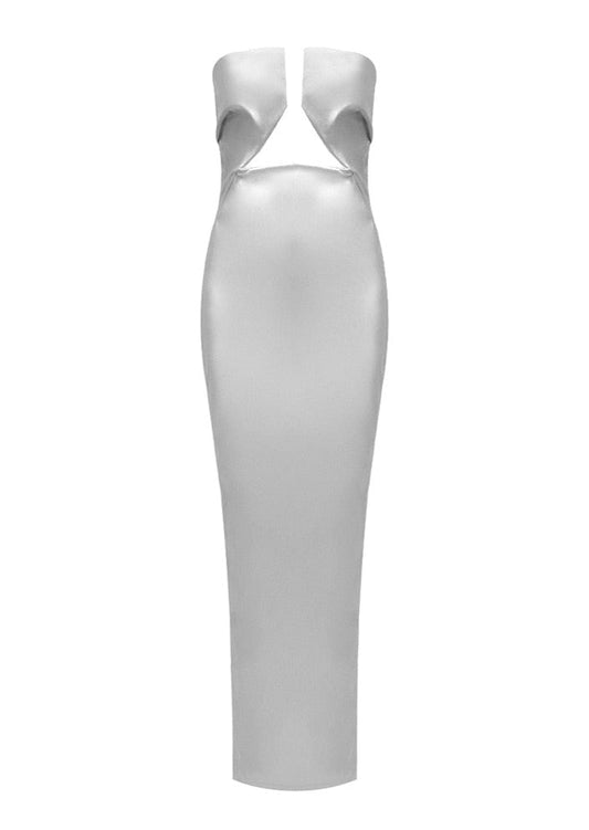 Silver Leather Maxi Dress -  - DINIBLO 