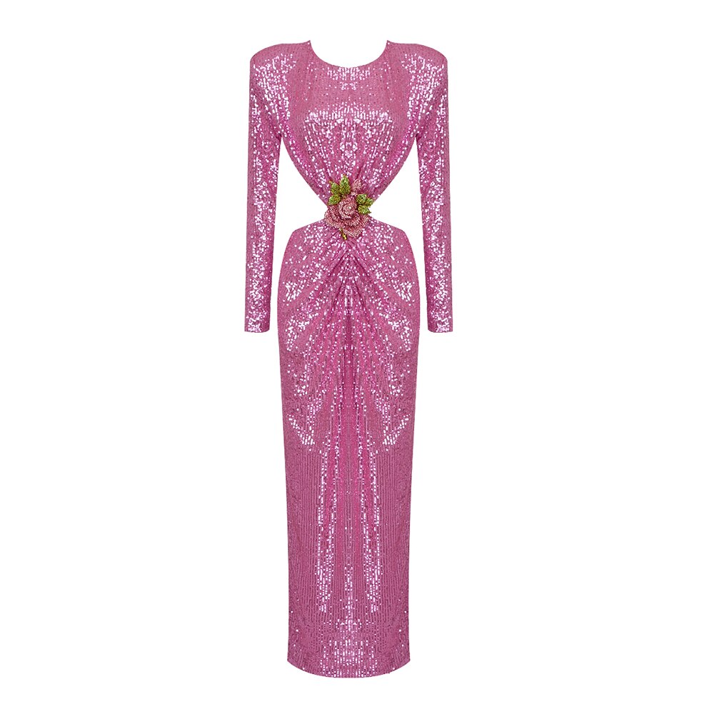 Pink Sequin Long Dress -  - DINIBLO 