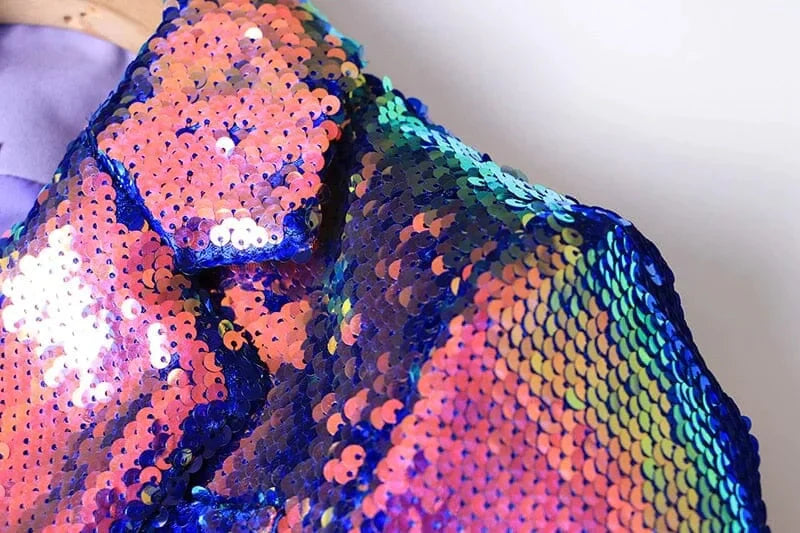 The Technicolor Sequin Long Sleeve Blazer - 0 - DINIBLO 