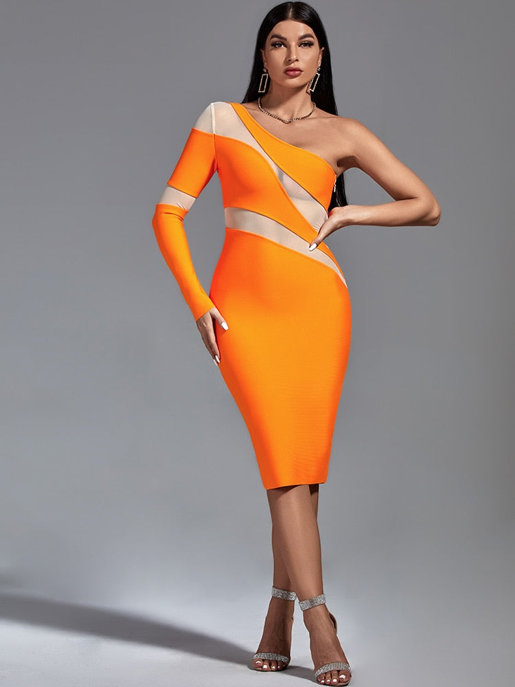 Orange Bodycon Dress - Dresses - DINIBLO 