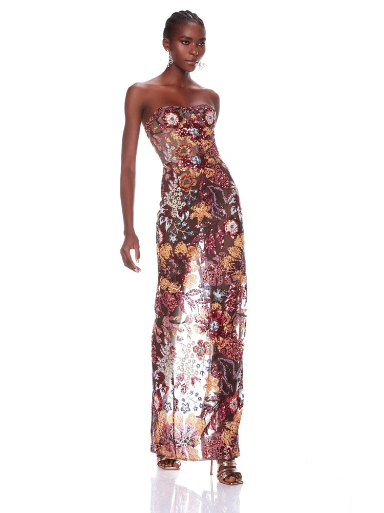 Luxury Strapless Sequin Embroidery Dress - Dresses - DINIBLO 