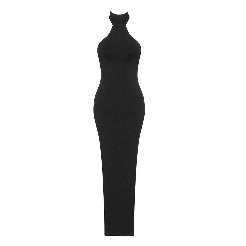 Black Midi Dress with Slits -  - DINIBLO 