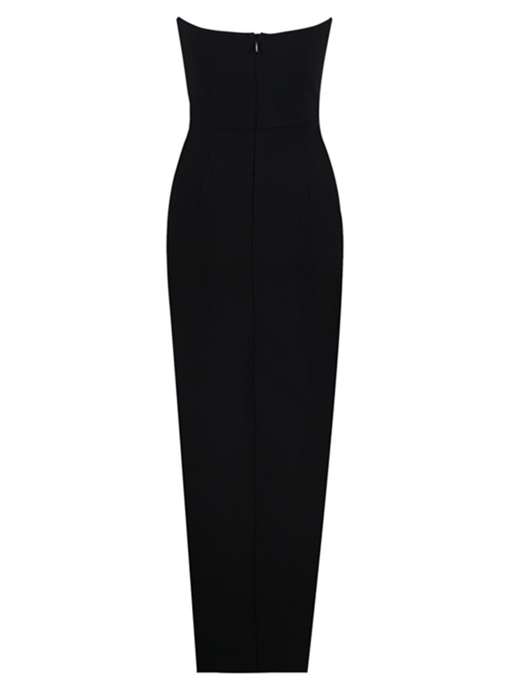 Black Strapless Bodycon Maxi Dress -  - DINIBLO 