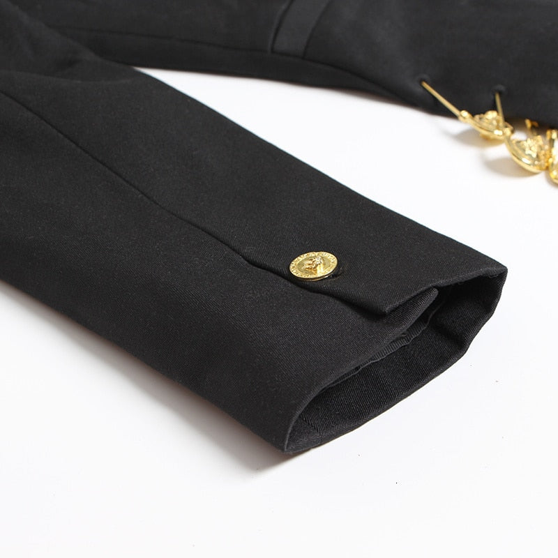 Black Blazer With Golden Safety Pin Trims -  - DINIBLO 