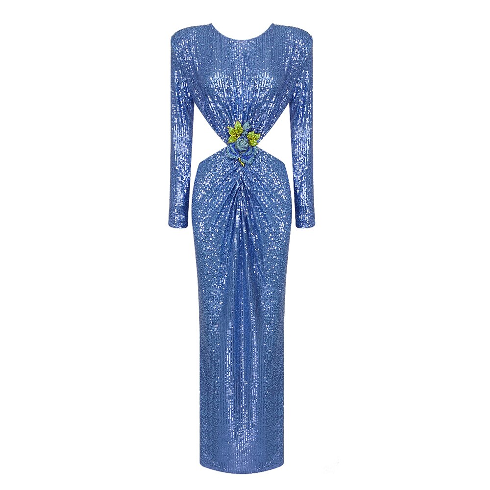 Blue Sequin Long Dress -  - DINIBLO 