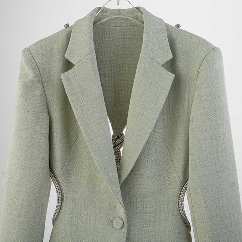 Green Backless Diamond Blazer -  - DINIBLO 