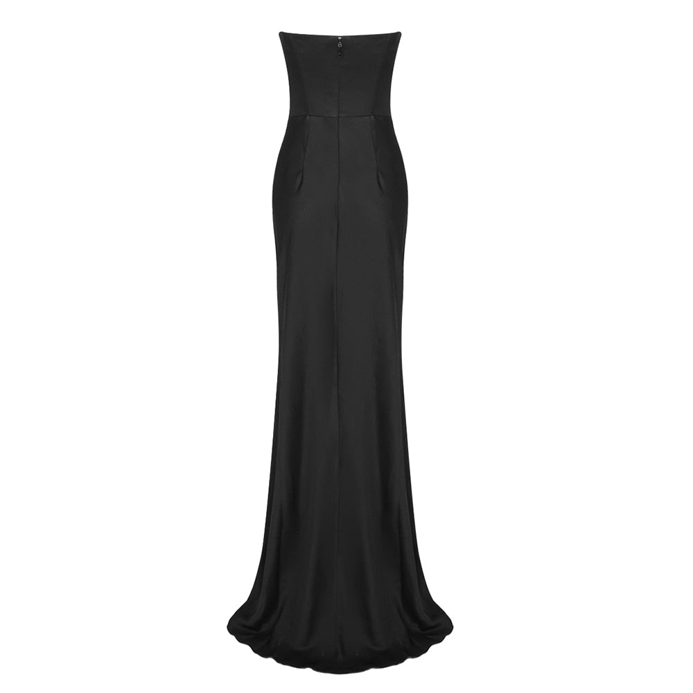 Black Crystal Maxi Mermaid Gown - Dresses - DINIBLO 