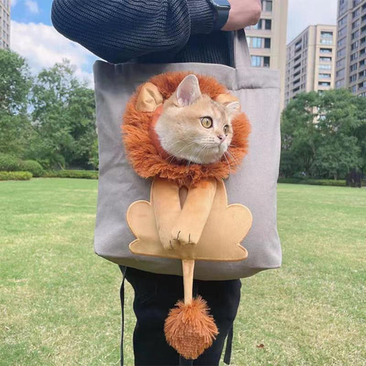 Lion Shaped Cat Carrying Canvas Bag Pet Carrier - Pet Carriers & Crates - DINIBLO 