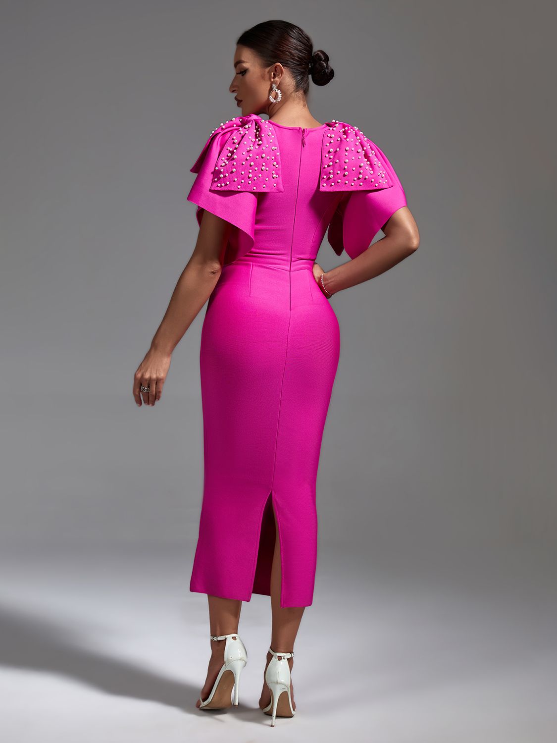 Pink Bandage Beaded Dress - Dresses - DINIBLO 