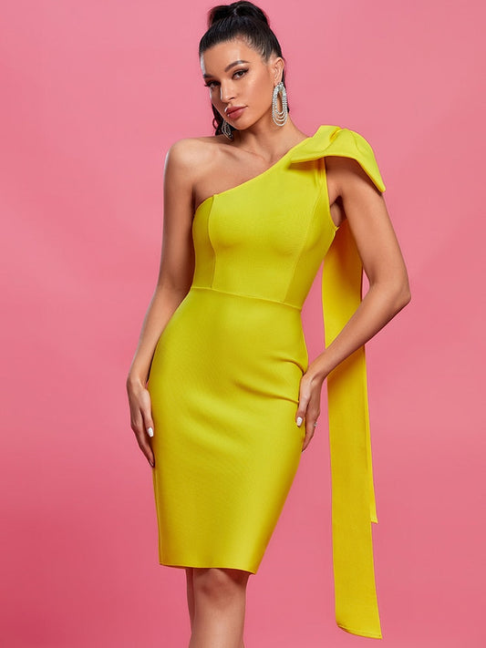 Elegant One-Shoulder Midi Dress - Dresses - DINIBLO 