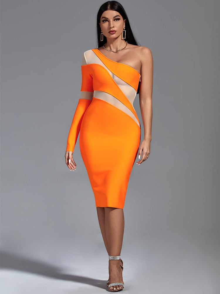 Orange Bodycon Dress - Dresses - DINIBLO 