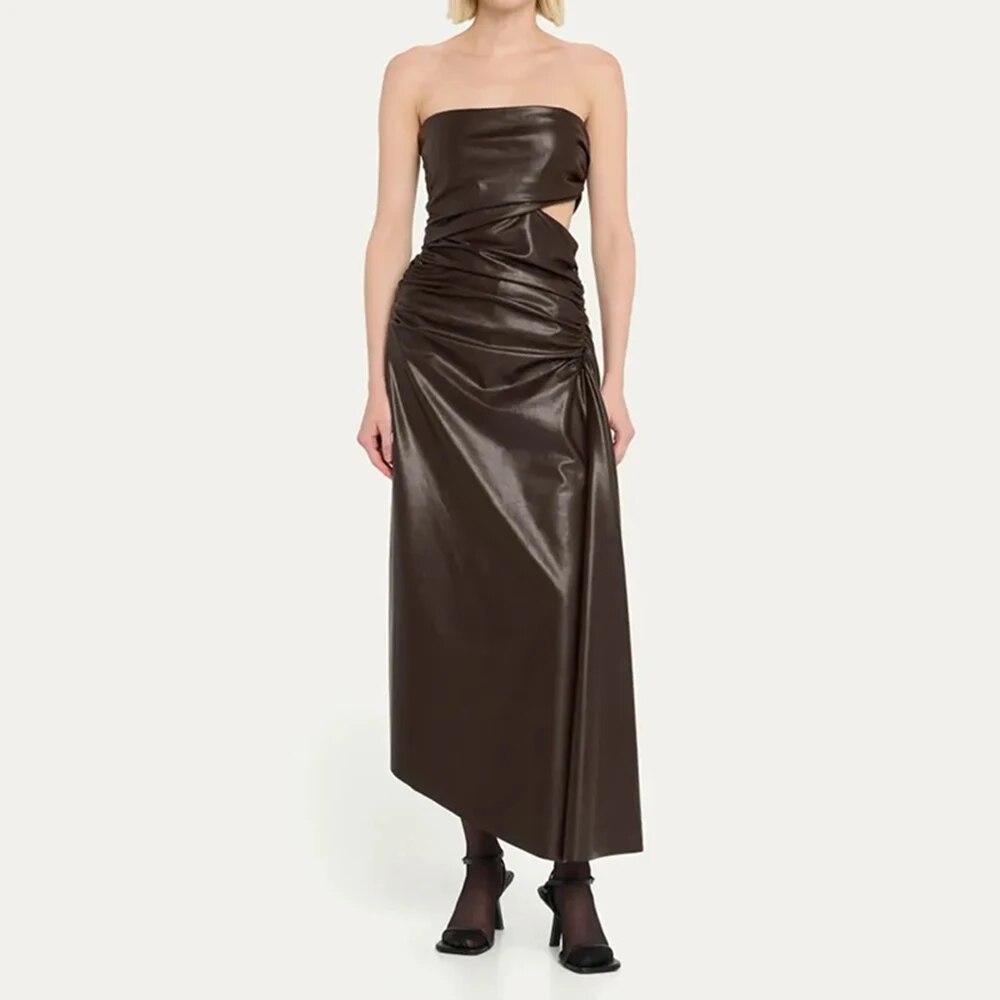 Chic Strapless Leather Dress - Dresses - DINIBLO 