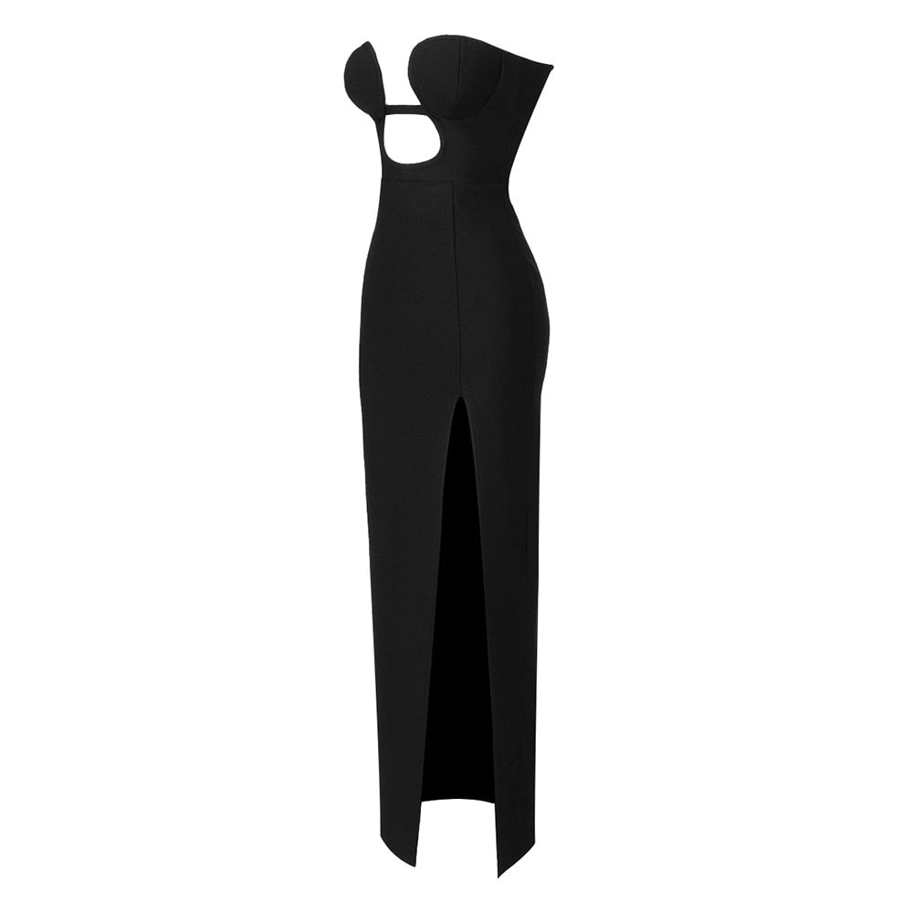 Black Strapless Bodycon Maxi Dress -  - DINIBLO 