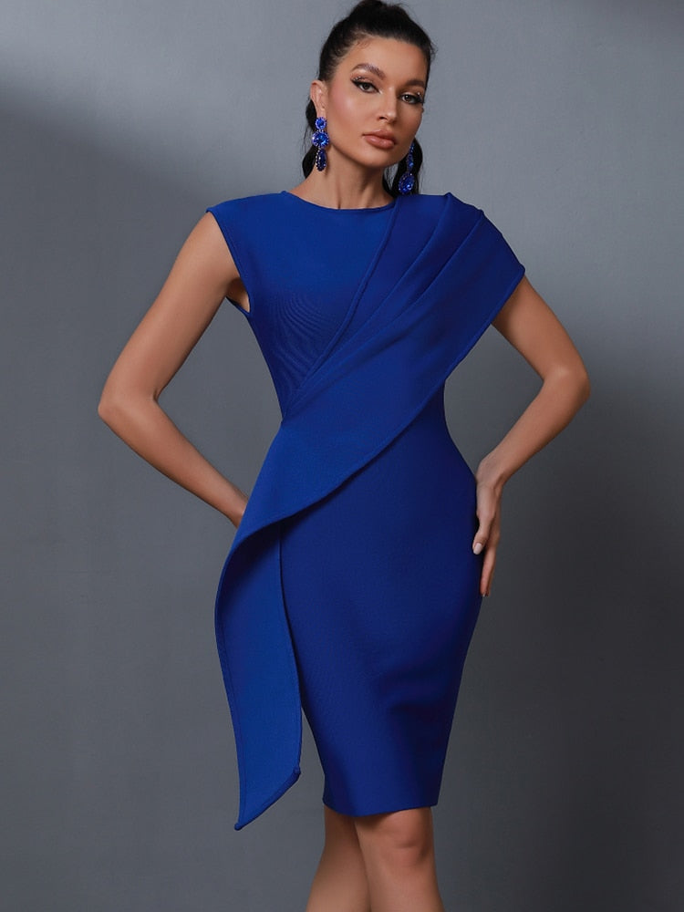 Elegant Blue Ruffle Dress - Dresses - DINIBLO 