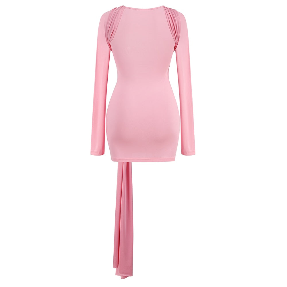 Pink Crossed Rings Mini Dress - Dresses - DINIBLO 