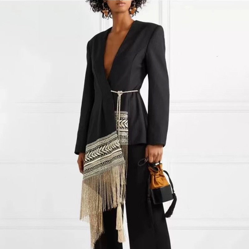 Asymmetrical Blazer With Embroidery -  - DINIBLO 