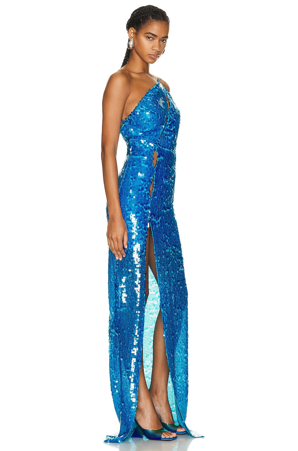 Blue Sequin High Split Gown - Dresses - DINIBLO 