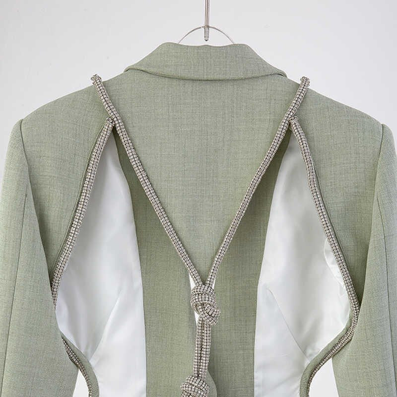 Green Backless Diamond Blazer -  - DINIBLO 