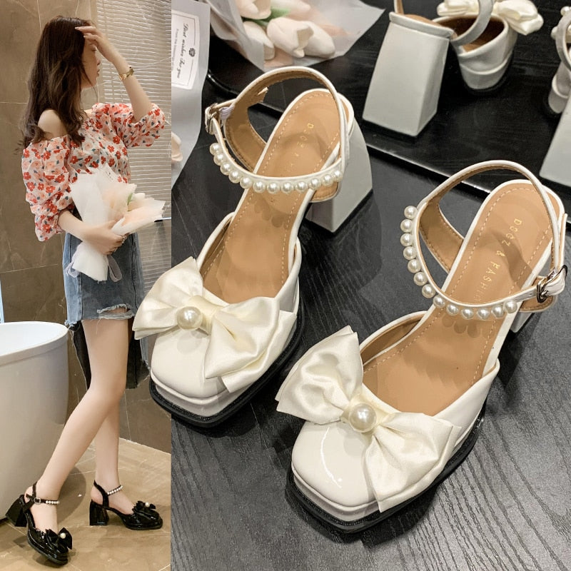 New Women Fashion High Heels Womens Spring Korean Style Versatile Closed Toe Sandals -  - DINIBLO 