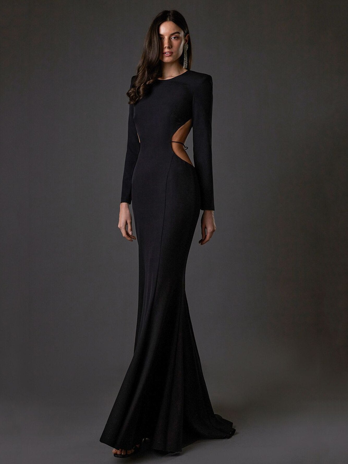 Black Open Back Maxi Dress -  - DINIBLO 