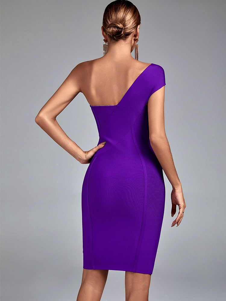 Women Purple Bodycon Evening Dress - Dresses - DINIBLO 