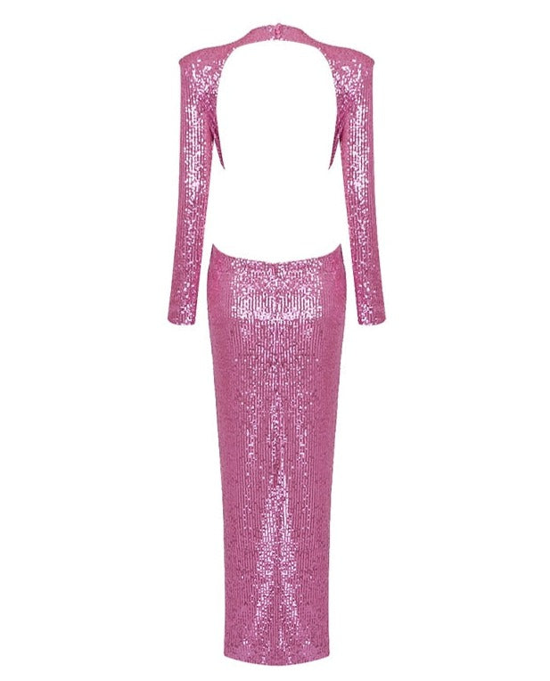 Pink Sequin Long Dress -  - DINIBLO 