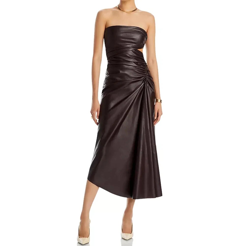 Chic Strapless Leather Dress - Dresses - DINIBLO 