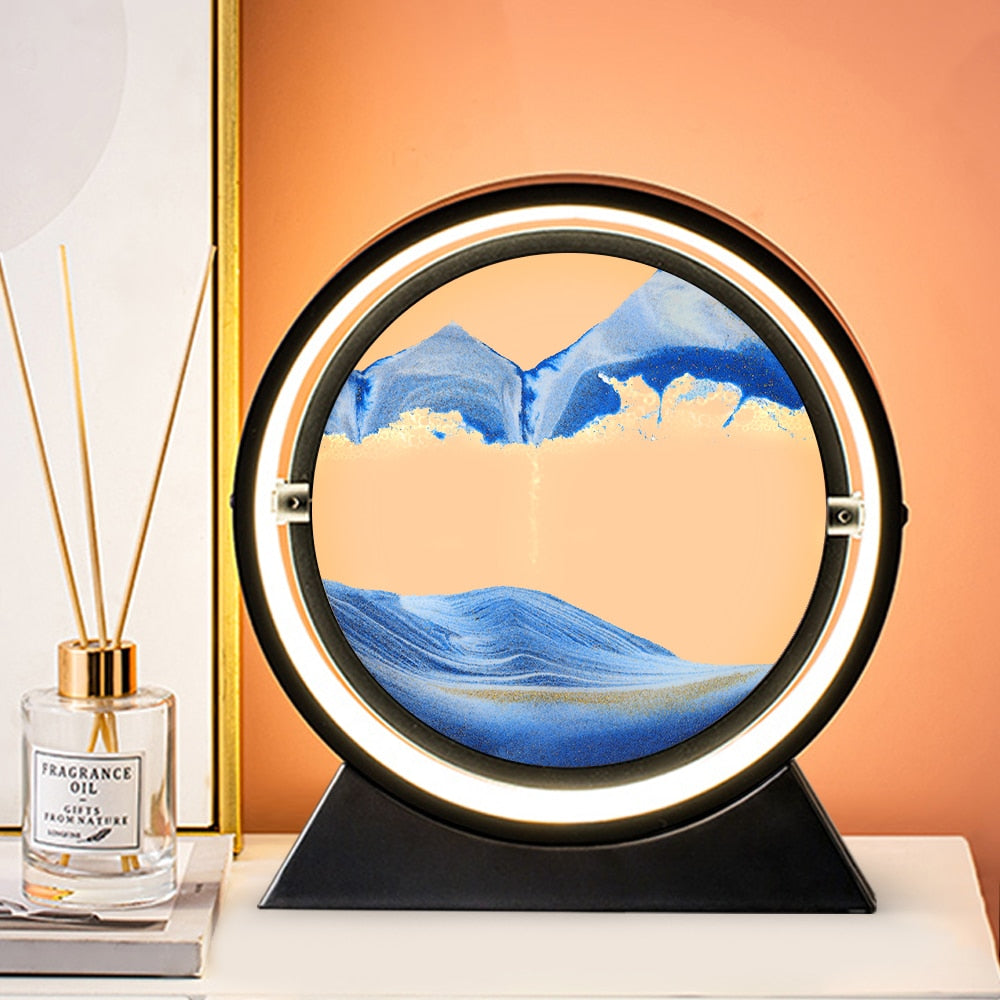 Moving Sand Art Picture 3D Hourglass Table Lamp - Hourglasses - DINIBLO 