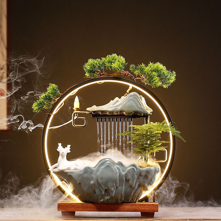 LED Waterfall Censer Bonsai Backflow Incense Burner - Incense Holders - DINIBLO 