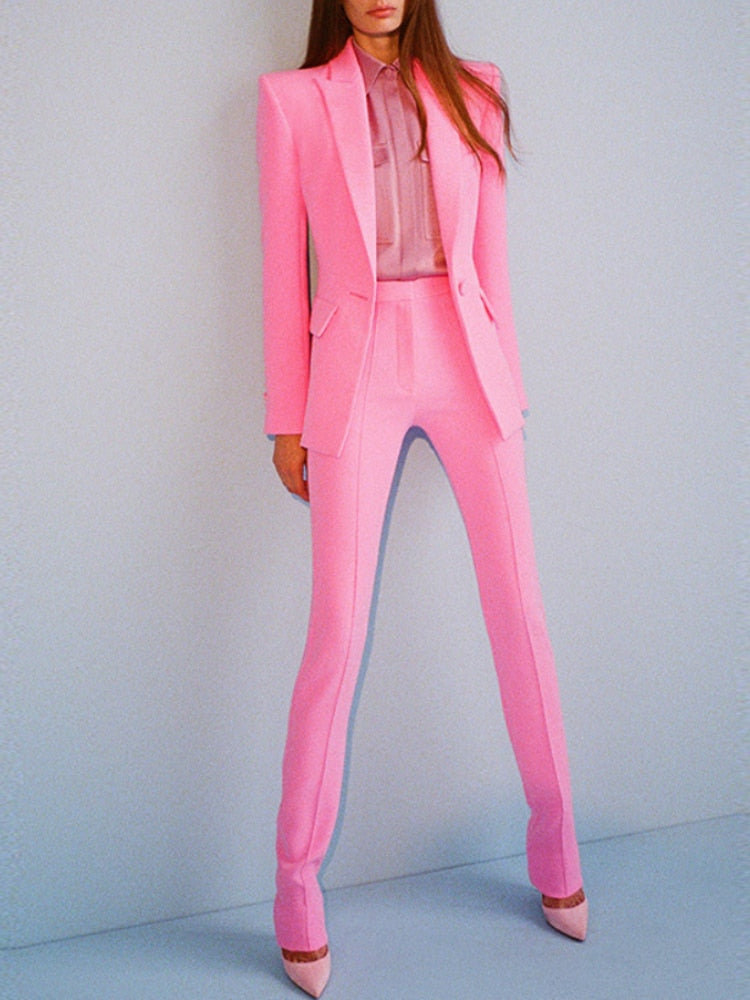 Pink Fitted Suit -  - DINIBLO 