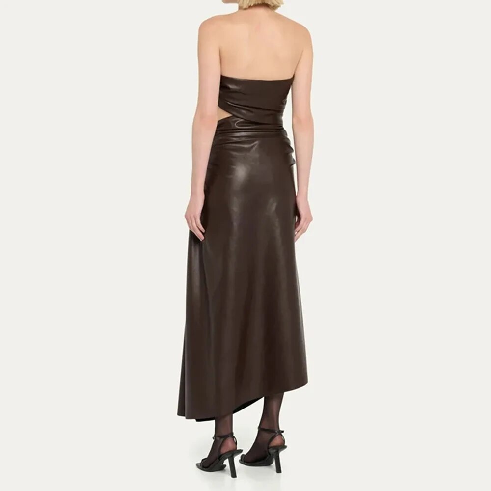 Chic Strapless Leather Dress - Dresses - DINIBLO 