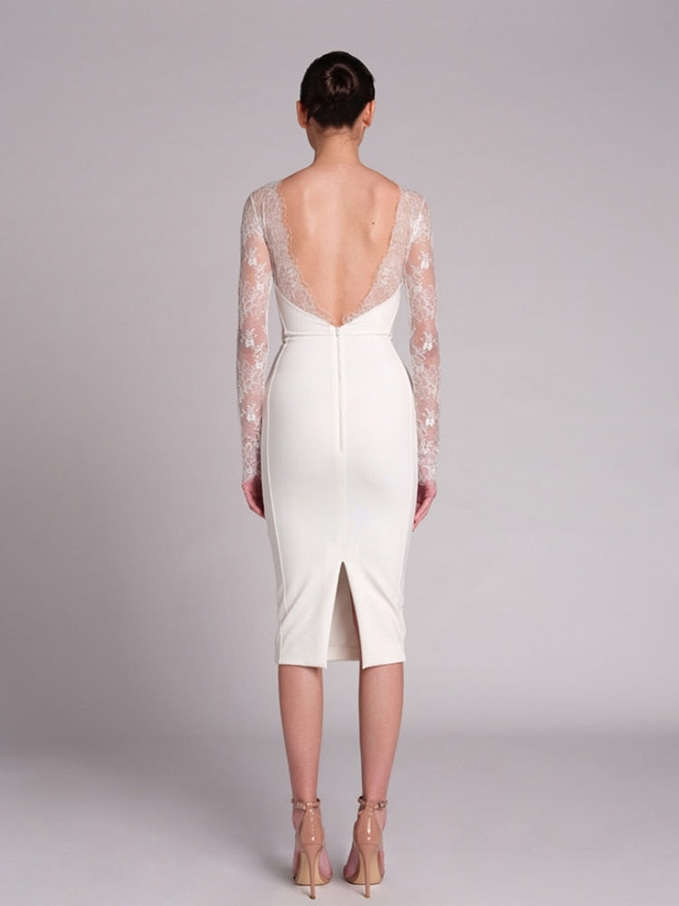 Backless Chic White Dress - Dresses - DINIBLO 