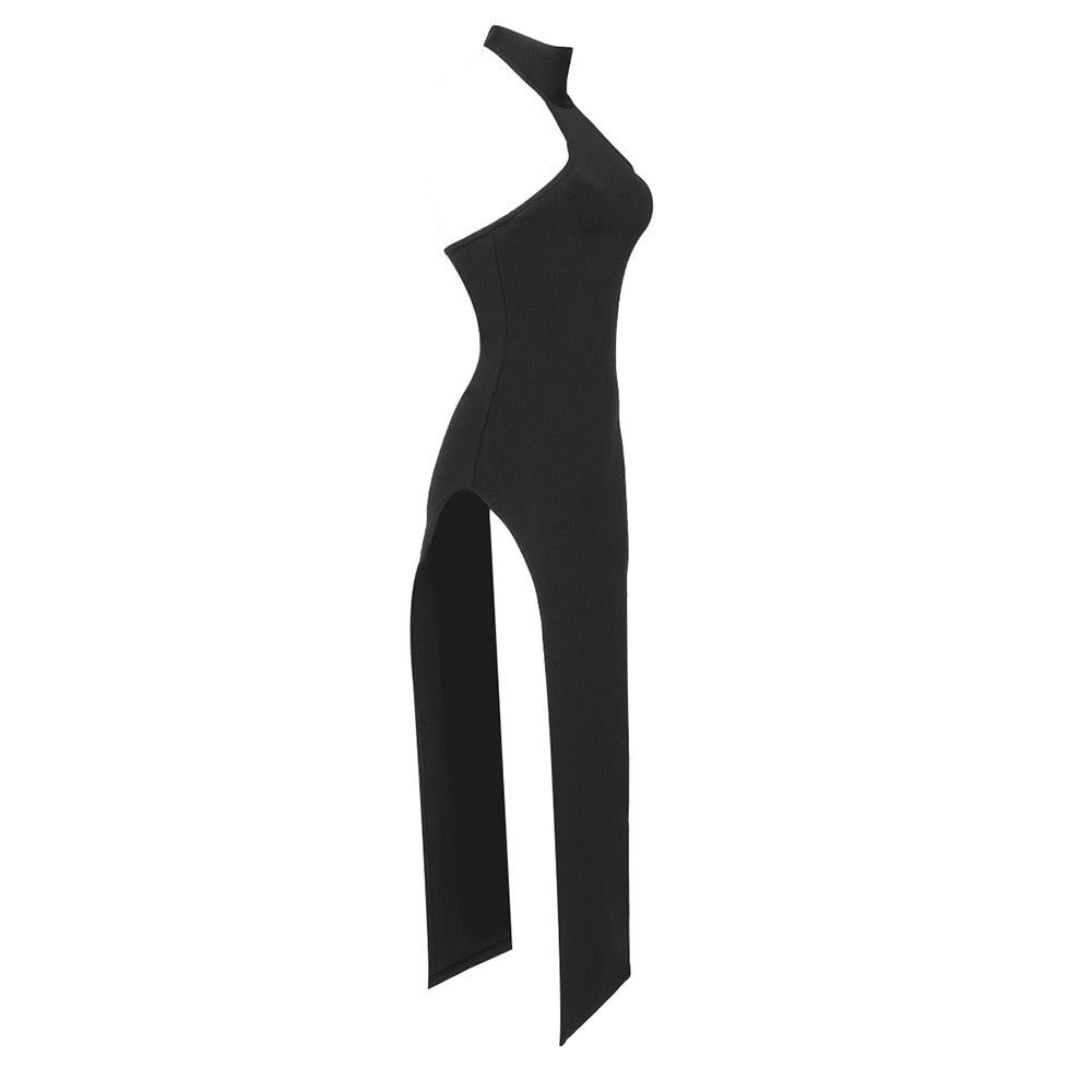 Black Midi Dress with Slits -  - DINIBLO 