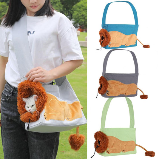 Pet Outdoor Bag Lion Shaped Cat Canvas Carrier Bag - Pet Carriers & Crates - DINIBLO 